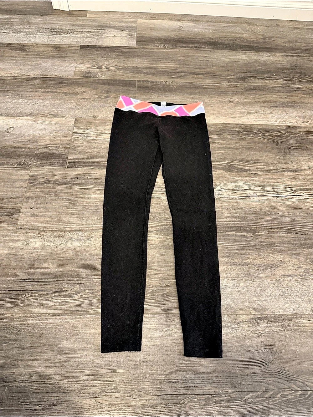 ivivva Girls Black & Pink Color Block Leggings Size 14